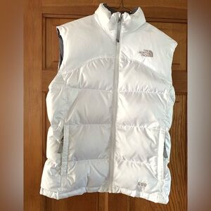 The North Face Girls  L/G 600 Down Puffer Vest  Full Zip White Winter Ski